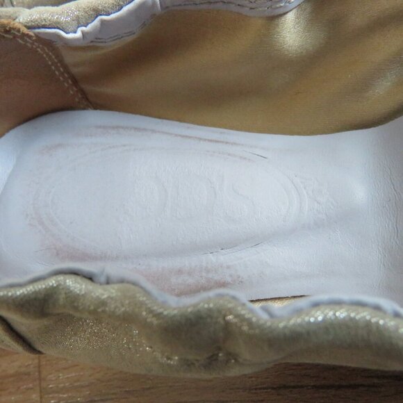 TOD'S Dee Laccetto Silver Metallic Leather Foldable Ballet Flat Shoes Size US 6 - Picture 12 of 13